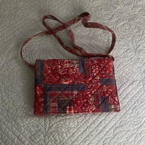 Vintage Patchwork Crossbody Bag - Red and Blue